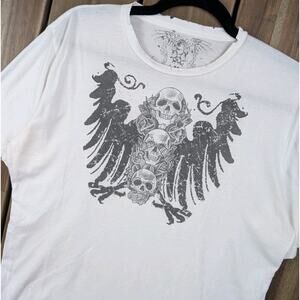 Drifter Skull Raven Affliction Style Grunge Distress Y2K Mall Goth Shirt Medium